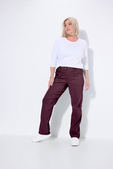 Ulla Popken 854987 Pantalon stretch chaud à ceinture confort Aubergine - Pantalons en tissu - Pantalons larges femme grande taille