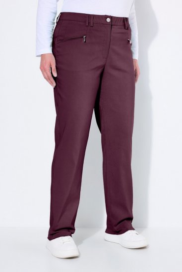 Ulla Popken 854987 Pantalon stretch chaud à ceinture confort Aubergine - Pantalons en tissu - Pantalons larges femme grande taille