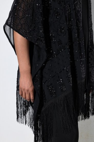 Ulla Popken 855134 Veste à sequins Noir - Vestes - Vestes grande taille pour femme