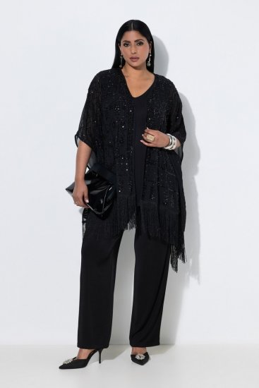 Ulla Popken 855134 Veste à sequins Noir - Vestes - Vestes grande taille pour femme