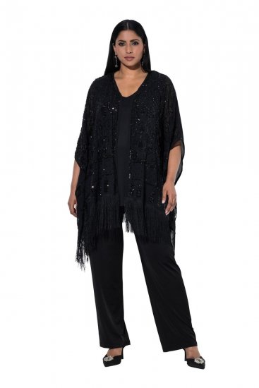 Ulla Popken 855134 Veste à sequins Noir - Vestes - Vestes grande taille pour femme