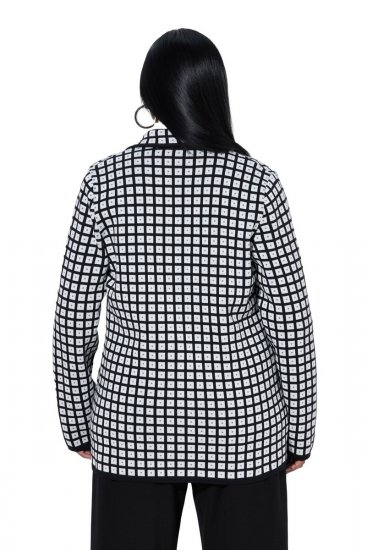 Ulla Popken 855173 Blazer en maille à carreaux Blanc cassé - Blazers - Vestes blazer pour femme, grandes tailles