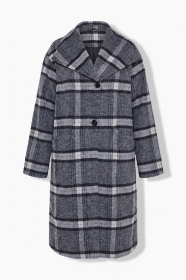 Ulla Popken 855250 Manteau en laine asymétrique à large col Gris chiné - Manteaux - Manteaux grande taille pour femme