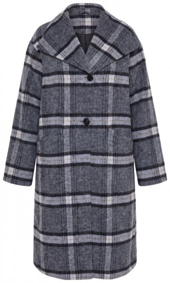 Ulla Popken 855250 Manteau en laine asymétrique à large col Gris chiné - Manteaux - Manteaux grande taille pour femme