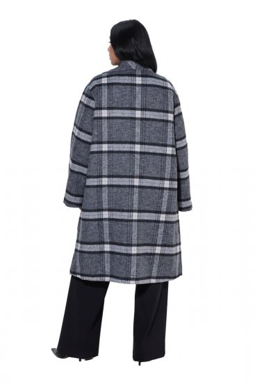 Ulla Popken 855250 Manteau en laine asymétrique à large col Gris chiné - Manteaux - Manteaux grande taille pour femme