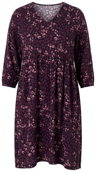 Ulla Popken 855270 Robe en jersey imprimée à col V Noir - Robes en jersey - 