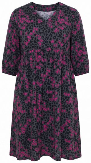 Ulla Popken 855270 Robe en jersey imprimée à col V Anthracite - Robes en jersey - 