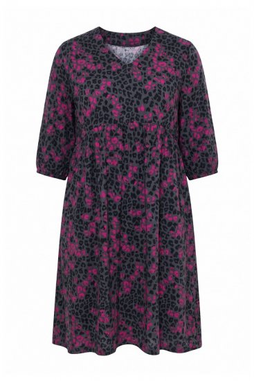 Ulla Popken 855270 Robe en jersey imprimée à col V Anthracite - Robes en jersey - 