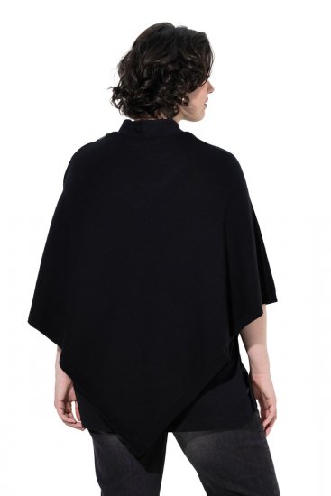 Ulla Popken 855277 Poncho en maille à ourlet pointu et col bateau Noir - Ponchos & capes - 