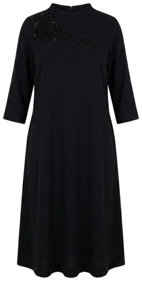 Ulla Popken 855373 Robe en jersey imprimée Noir - Robes en jersey - 