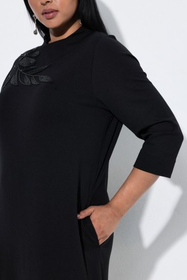 Ulla Popken 855373 Robe en jersey imprimée Noir - Robes en jersey - 
