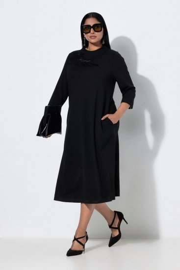 Ulla Popken 855373 Robe en jersey imprimée Noir - Robes en jersey - 