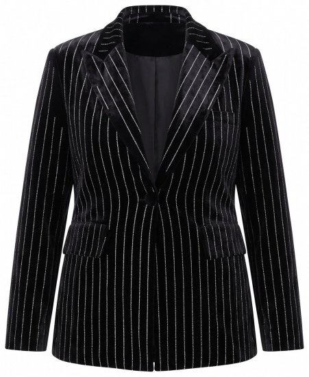Ulla Popken 855499 Blazer en velours à strass Noir - Blazers - Vestes blazer pour femme, grandes tailles