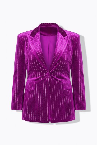 Ulla Popken 855499 Blazer en velours à strass Magenta - Blazers - Vestes blazer pour femme, grandes tailles