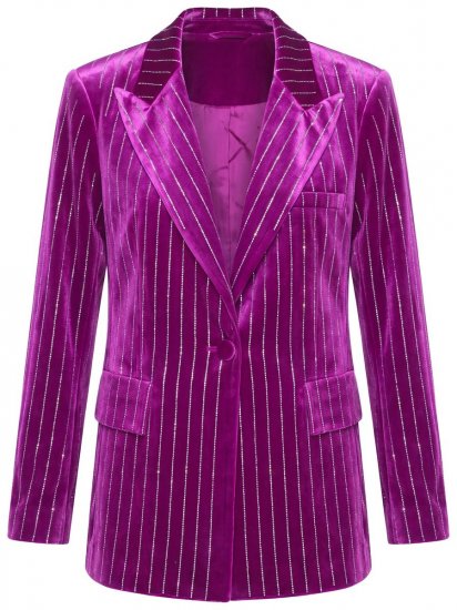 Ulla Popken 855499 Blazer en velours à strass Magenta - Blazers - Vestes blazer pour femme, grandes tailles
