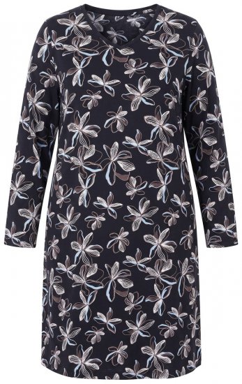 Ulla Popken 856129 Chemise de nuit fleurie en coton bio Noir - Chemises de nuit - 