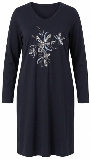 Ulla Popken 856132 Chemise de nuit fleurie Noir - Chemises de nuit - 