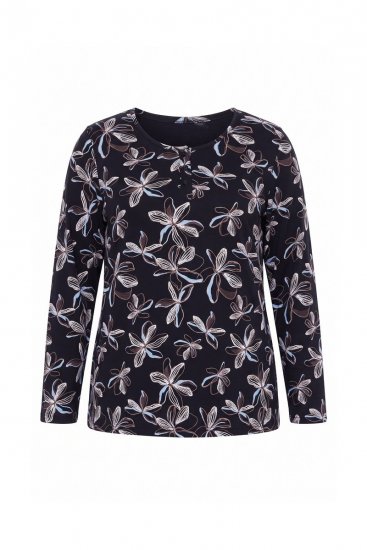 Ulla Popken 856134 Pyjama à fleurs Noir - Pyjamas/vêtements de détente - 