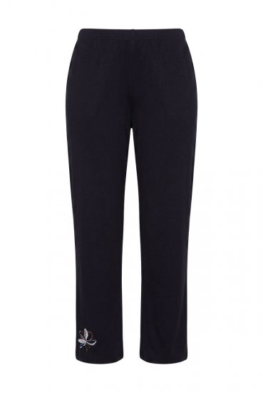 Ulla Popken 856134 Pyjama à fleurs Noir - Pyjamas/vêtements de détente - 
