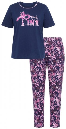 Ulla Popken 856141 Pyjama à manches longues Bleu marine - Pyjamas/vêtements de détente - 