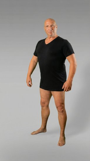 20 Nodi 9001 Short Sleeve V-Neck in Stretch Cotton Black - Maillot de corps - Maillot de corps homme grande taille