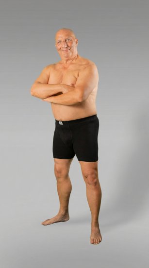 20 Nodi 938 Stretch Cotton Boxer with Embroidered Long Leg Black - Boxers - Caleçons Grande Taille 