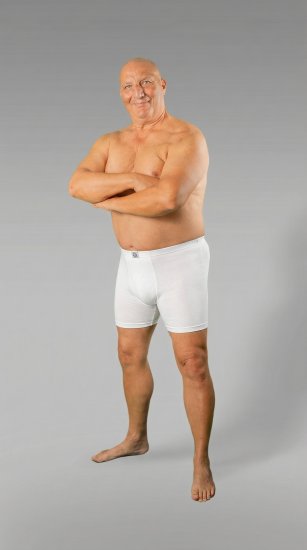 20 Nodi 938 Stretch Cotton Boxer with Embroidered Long Leg White - Boxers - Caleçons Grande Taille