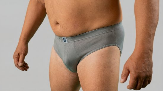 20 Nodi 974 Stretch Cotton Briefs with Internal Elastic Band and Low Rise Grey - Slip - Slip grande taille pour homme