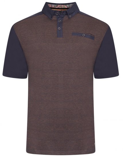 Kam Jeans 5490 Jersey Weave Contrast Polo Navy - Polos - Polos homme grande taille