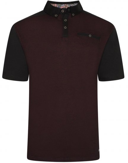 Kam Jeans 5490 Jersey Weave Contrast Polo Black - Polos - Polos homme grande taille