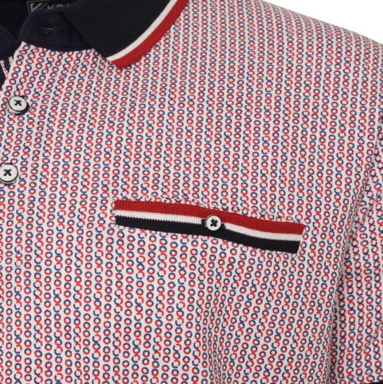 Kam Jeans 5487 Dobby Print Pique Polo Red - Polos - Polos homme grande taille