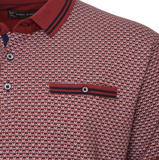  Kam Jeans 5488 Dobby Print Pique Polo Wine - Polos - Polos homme grande taille