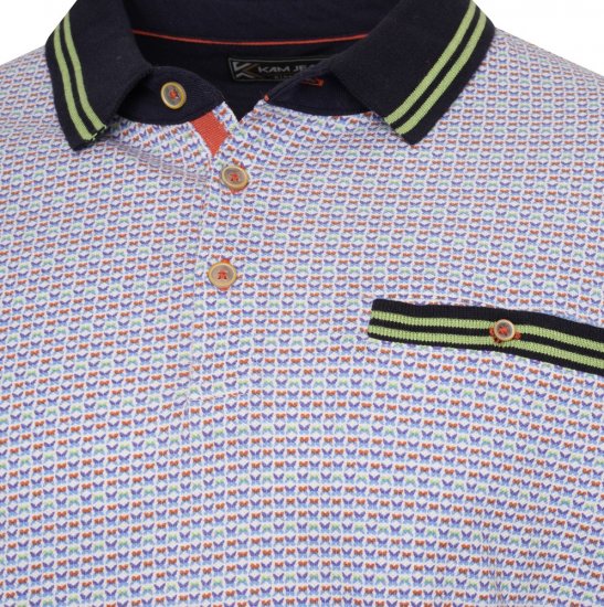 Kam Jeans 5488 Dobby Print Pique Polo Navy - Polos - Polos homme grande taille