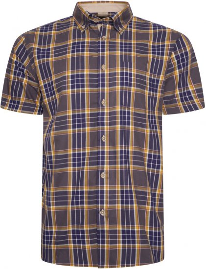 Kam Jeans 6282 Casual SS Check Shirt Navy - Chemises - Chemises Grandes Tailles Hommes