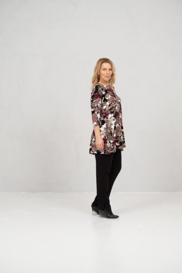 Scandinavian Caramel Flower Petals Tunic Brown - T-shirts imprimés pour femme - 