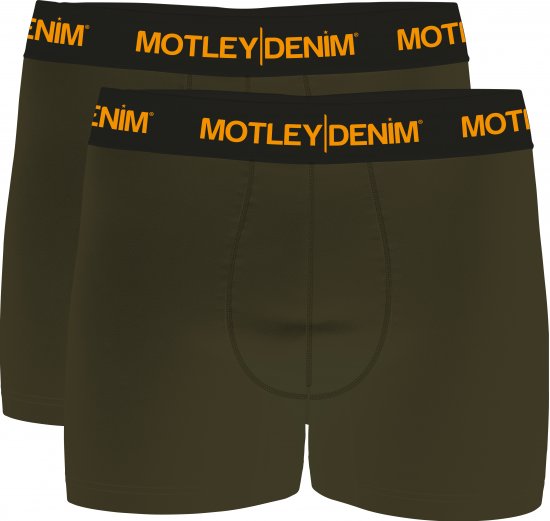 Motley Denim Amsterdam Boxershorts Dark Khaki 2-pack - Sous-vêtements & bain - Sous-vêtements Grande Taille