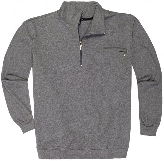 Adamo Athen Sweatshirt Half Zipper Grey - Sweatshirts & hoodies - Sweatshirts/Hoodies grande taille homme