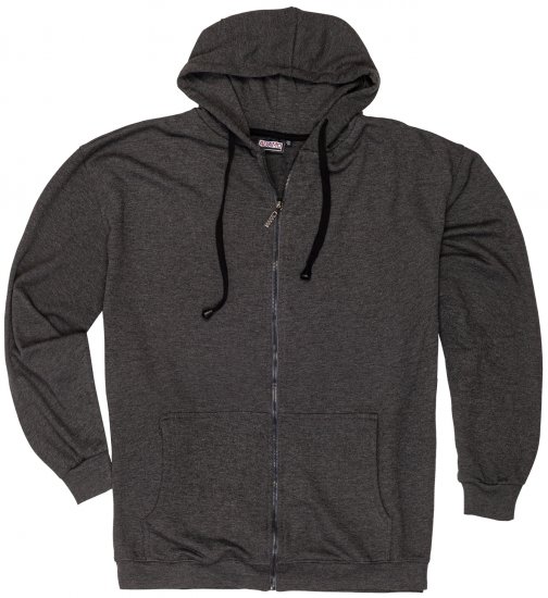 Adamo Athen Hoodie with Zipper Charcoal - Sweatshirts & hoodies - Sweatshirts/Hoodies grande taille homme