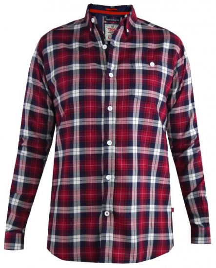 D555 Baltimore Checked Shirt Red - Chemises - Chemises Grandes Tailles Hommes