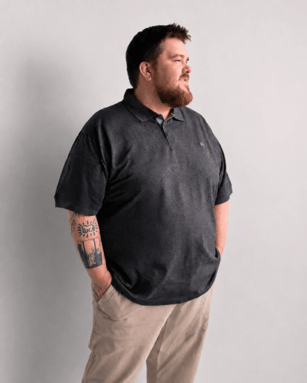 Motley Denim Bratislava Polo Charcoal - Polos - Polos homme grande taille