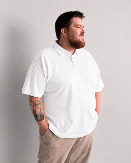 Motley Denim Bratislava Polo White - Polos - Polos homme grande taille