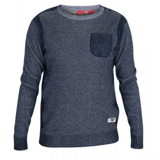 D555 Bryson Crewneck Sweater with Pocket Navy - Sweatshirts & hoodies - Sweatshirts/Hoodies grande taille homme