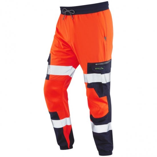 Leo Hawkcombe Ecoviz High Performance Ballistic Stretch Trousers Hi-Vis Orange/Navy - Vêtements de travail - Vêtements de travail grandes tailles