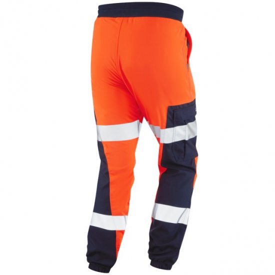Leo Hawkcombe Ecoviz High Performance Ballistic Stretch Trousers Hi-Vis Orange/Navy - Vêtements de travail - Vêtements de travail grandes tailles