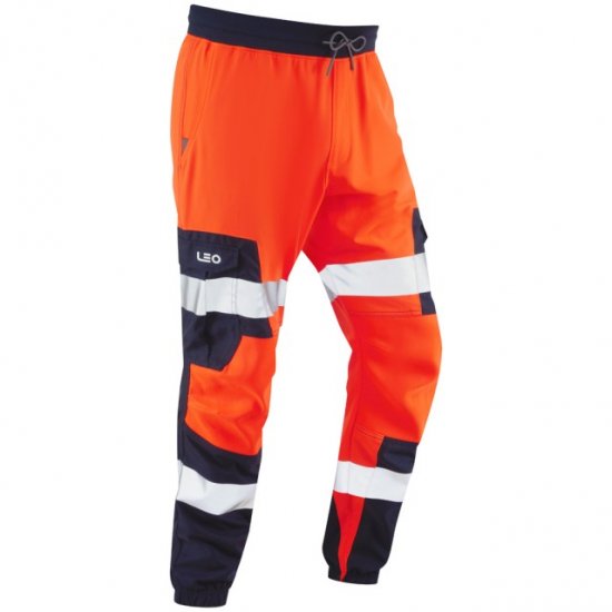 Leo Hawkcombe Ecoviz High Performance Ballistic Stretch Trousers Hi-Vis Orange/Navy - Vêtements de travail - Vêtements de travail grandes tailles