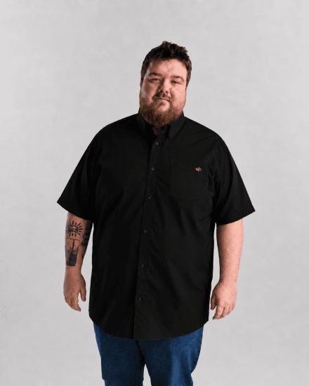 Motley Denim Zagreb Chemise manches courtes Noir - Chemises - Chemises Grandes Tailles Hommes