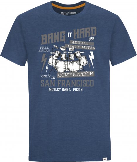 Motley Denim Cropton T-Shirt Dark Indigo - T-shirts - T-shirts Homme Grande Taille