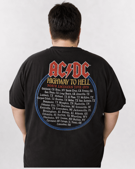D555 Hugh Official ACDC Highway To Hell T-shirt Imprimé Noir - T-shirts - T-shirts Homme Grande Taille