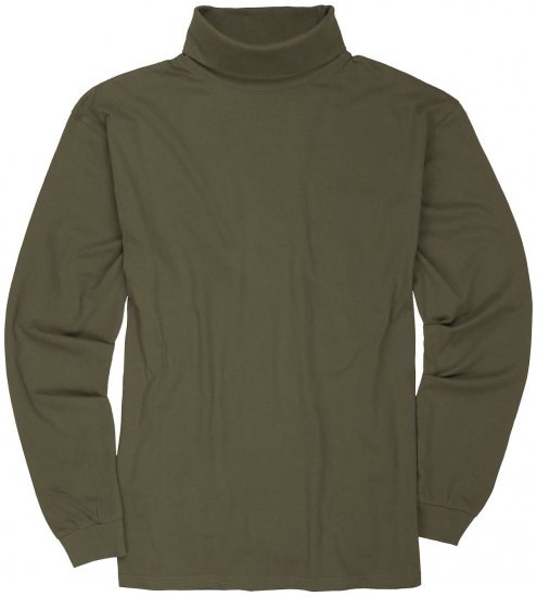 Adamo Fabio Comfort fit Turtleneck Long sleeve T-shirt Khaki - T-shirts - T-shirts Homme Grande Taille
