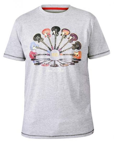 D555 Gillard Guitars Crew Neck Printed T-Shirt Grey - T-shirts - T-shirts Homme Grande Taille